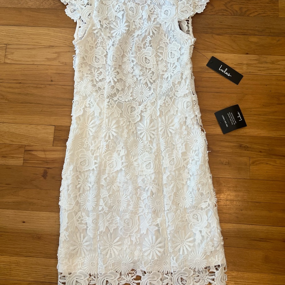 Lulu's Ivory Floral Lace Mini Dress